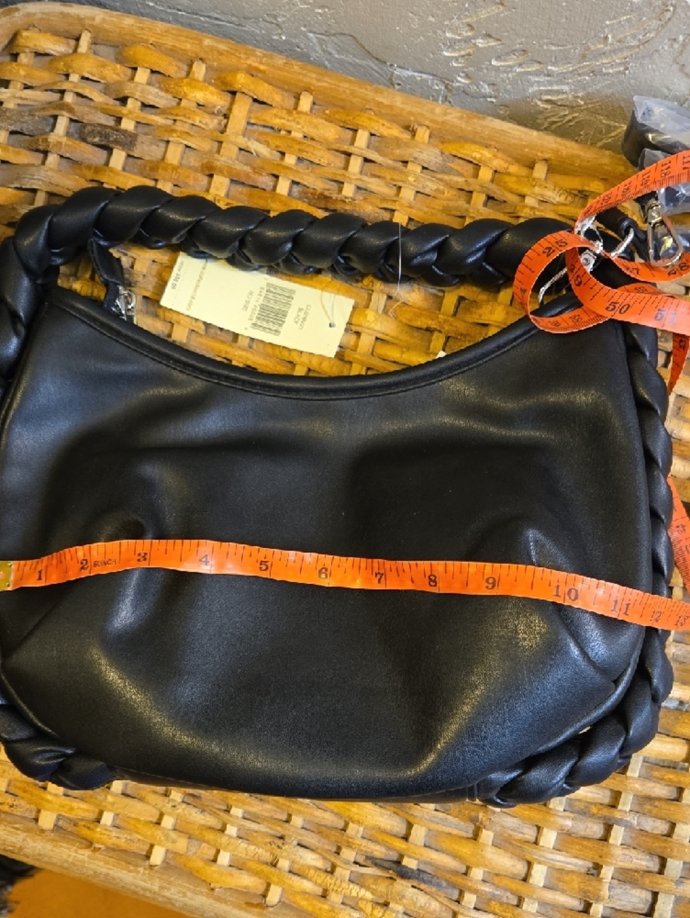 NWT Black Braided-Handle Hobo Shoulder Bag - Picture 6 of 8